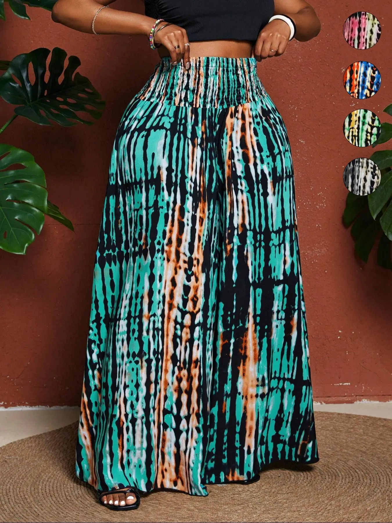 【Black Friday】Plus Size Loose-Fit Tie-Dye Vacation Pants, Bohemian-Style Trousers, Comfortable Casual Wear for Women, Perfect for Travel & Daily Use