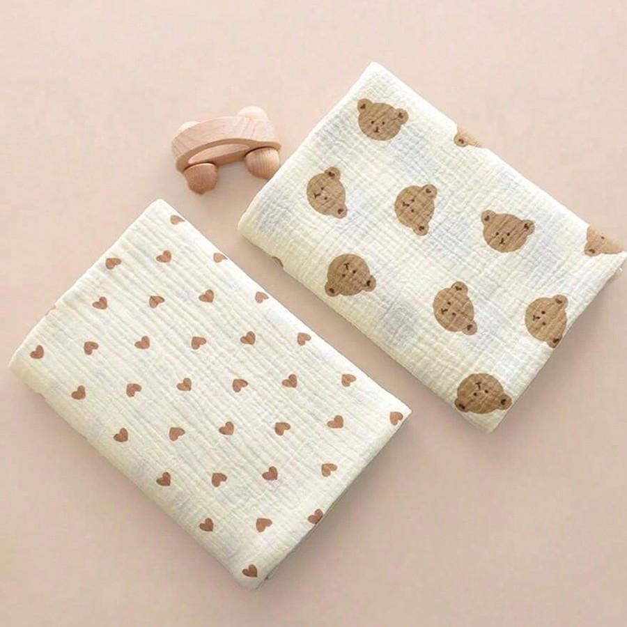 1pc Baby Muslin Blanket, Newborn Multi-Functional Muslin Wrap, Cute Cartoon Print, Can Be Used as Cover, Bath Towel, Stroller Cover, Gift Idea