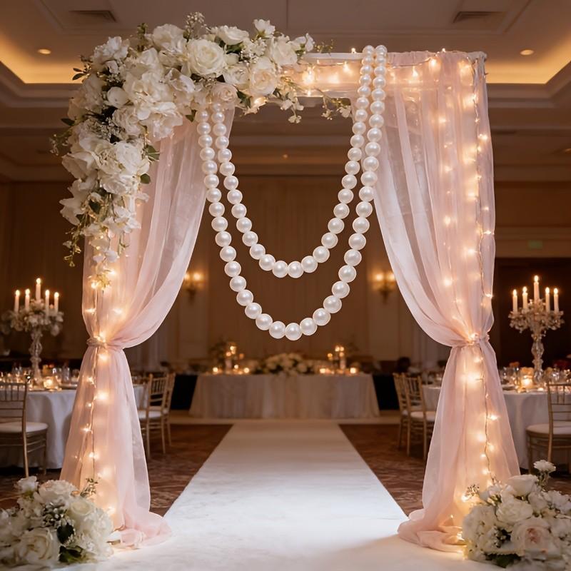 White Faux Pearl Garland for Staircase | 20 Large Pearls String Decor for Wedding Party Banister Party Decoration | Elegant 3.15 Inch Bead Accent for Home Event Styling | Versatile Wrap for Adult Celebrations | US Holiday Ready
