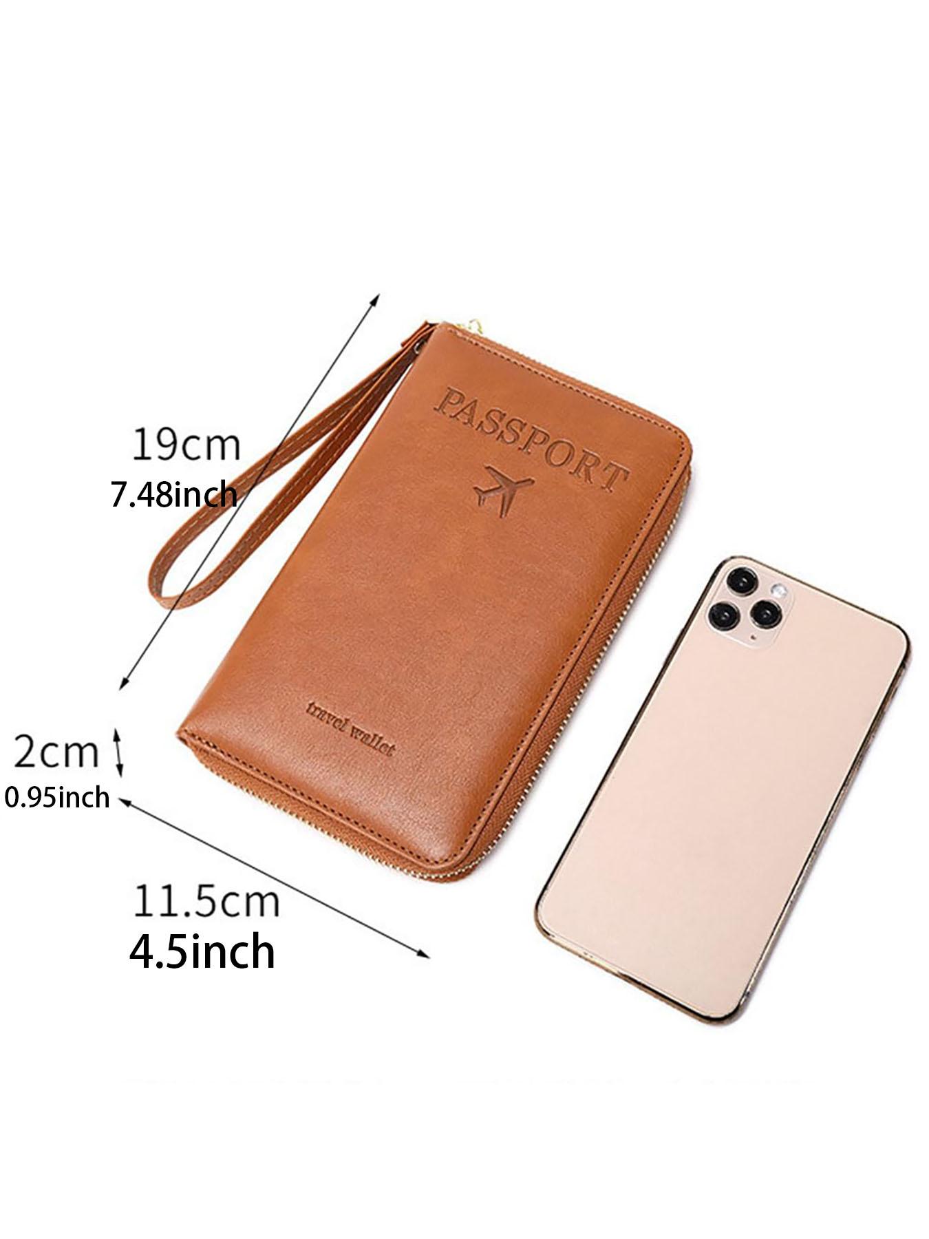 Premium Leather Zippered Passport Holder, All-in-One Travel Wallet with Multi Pockets, Passport Organizer for Travel, Business & Gift