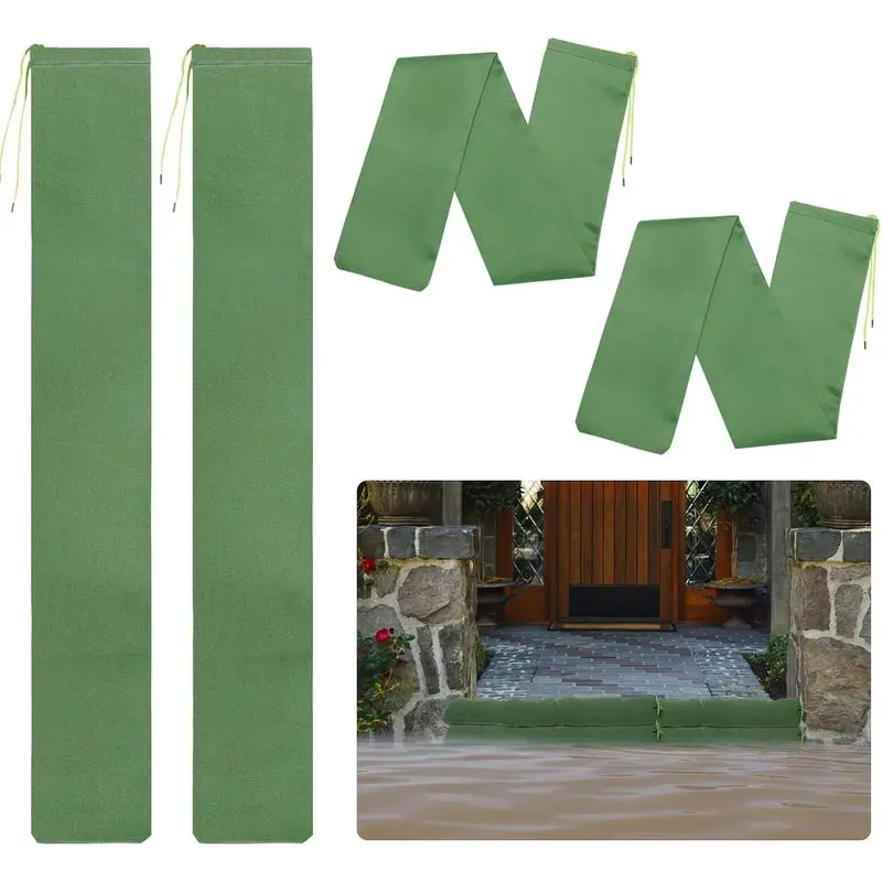 Outdoor sports 4pcs 3ft Long Thickened Canvas Sand Bags for Flooding with Elastic Band| Reusable Flood Water Barriers Sandbags for Home, Flood Protection Bags Tube for Doors Garage Basement Window, 6in Wide