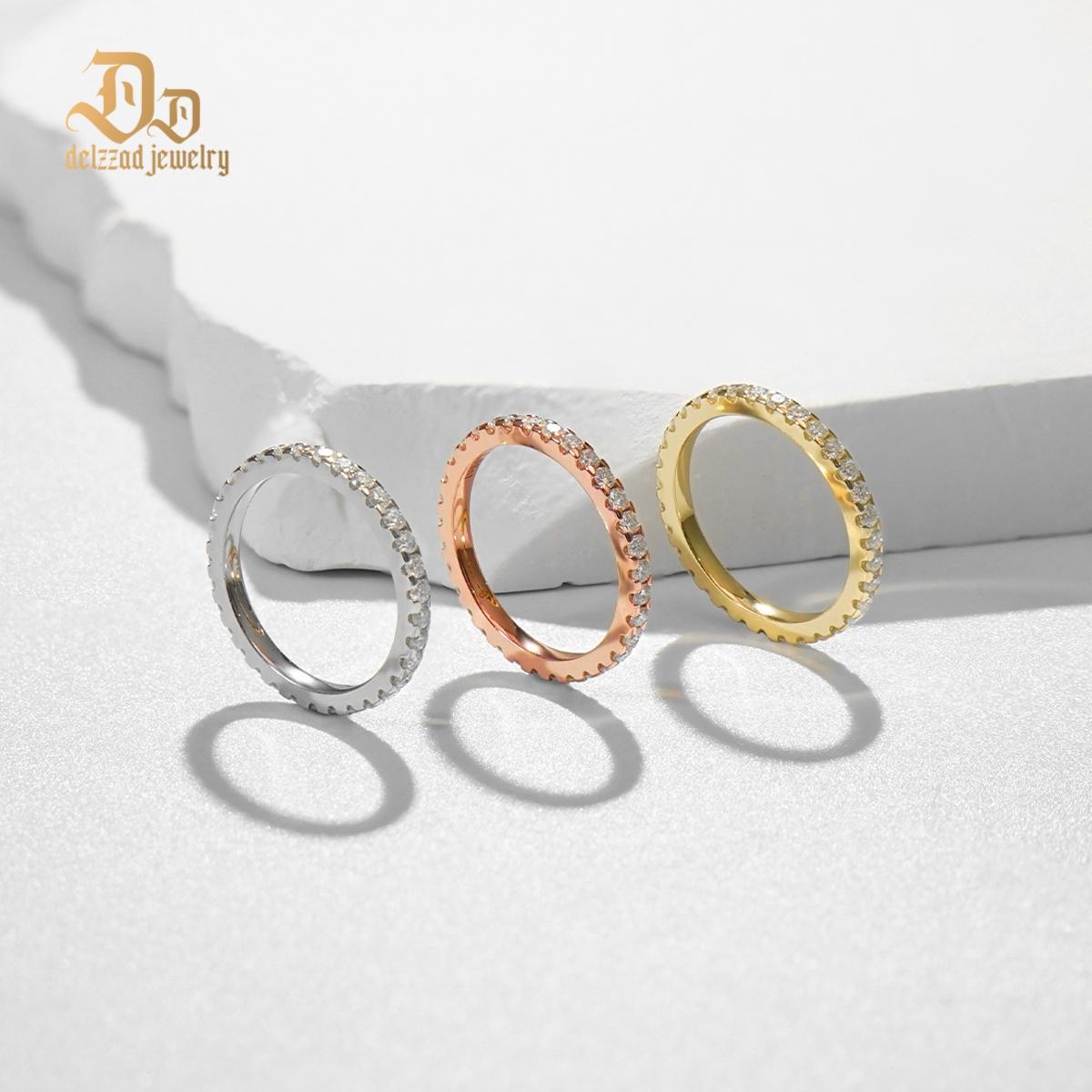 Delzzad 18K Gold-Plated Eternity Ring Band Lab-Created Moissanite Wedding Ring S925 Sterling Silver/Copper Moissanite Jewelry Perfect Christmas Gift Delzzad 18K Gold-Plated Eternity Ring Band Lab-Created Moissanite Wedding Ring S925 Sterling Silver/Copper Moissanite Jewelry Perfect Christmas Gift