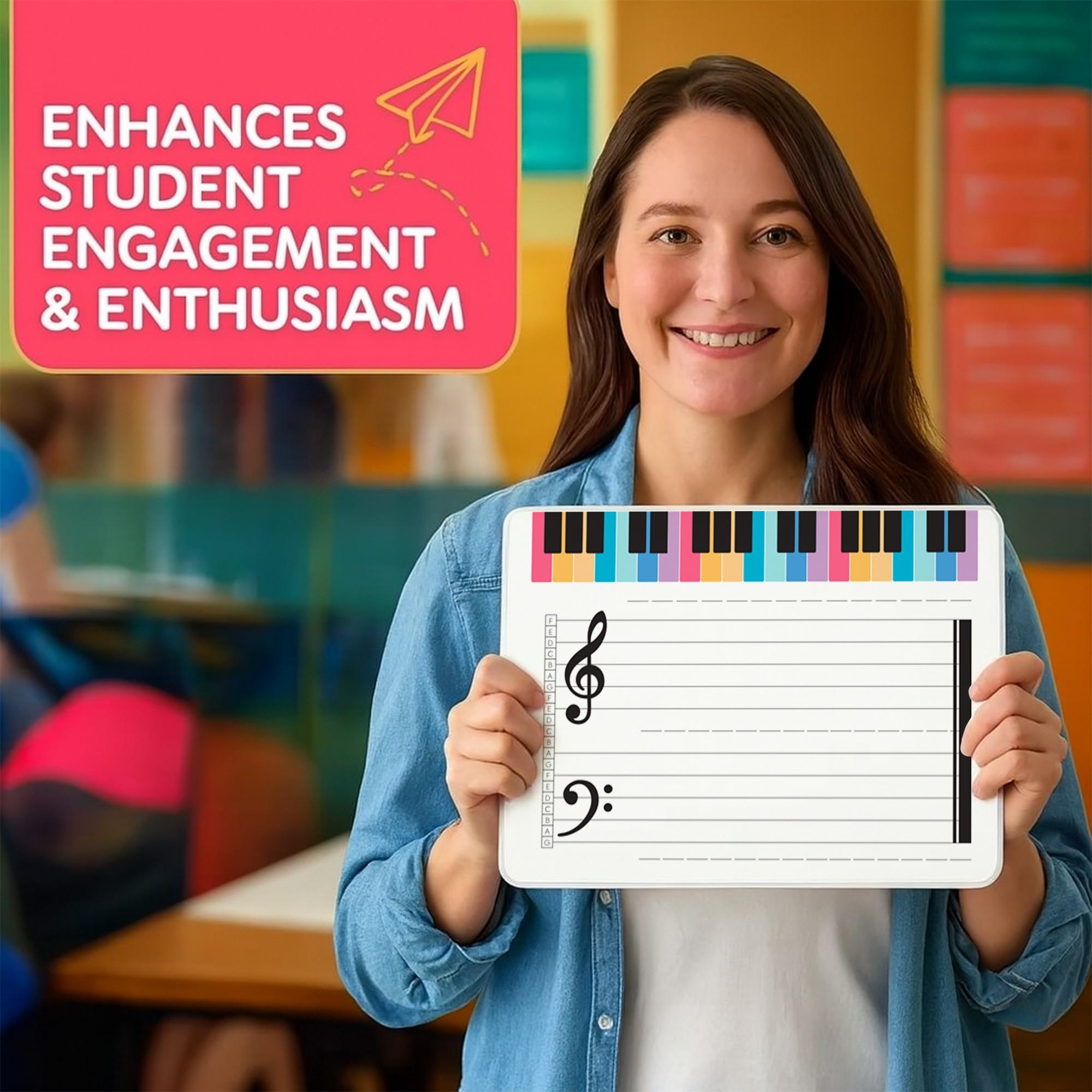 【Mum-Approved School Kit	】20-Piece Classroom Set, Soft Dual-Sided Music Staff Dry Erase Board, Smooth Surface, Reusable, Ideal for Music Composition, 28.5x21cm