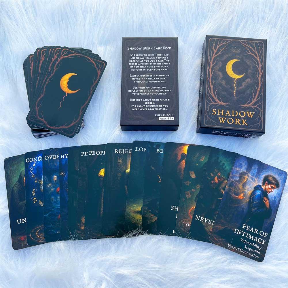 54-Card Tarot Deck, Reflective Moon Shadow Work Oracle Cards, Tarot Card Decks, Tarot Card Set, Tarot Card Game, Cards Games, 13 x 8 cm, for Self-Discovery and Emotional Insight, Spiritual Guidance Tool