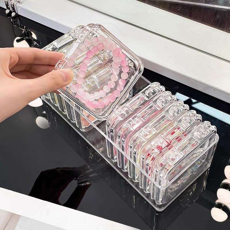 Jewelry Storage Box Set, 12 Transparent Compartments, Large Clear Organizer, Portable Bead Holder, 9x3.6x2.4 Inches, Compact Accessory for Travel & Crafting, Travel Essentials