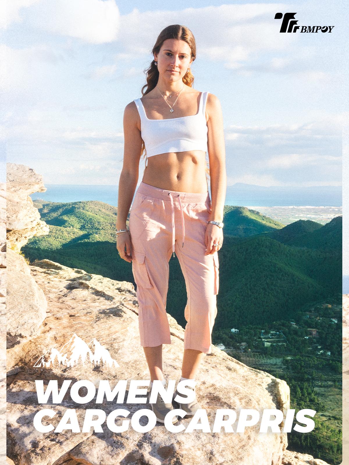 TBMPOY Womens  Plus Size Casual Outdoor Cargo Capris Lightweight Hiking Pants 6 Pockets Quick Dry Trip Loose Shorts Comfort Womenswear Trouser