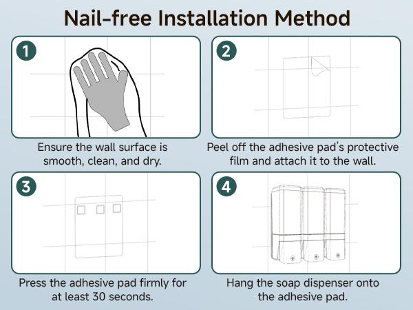 Glumzrk Shampoo and Conditioner Dispenser 3 Chamber No Drill Shampoo Dispenser for Shower Wall Mounted Shower Soap Dispenser 3 * 500ml Refillable Shower Dispenser for Bathroom Hotel