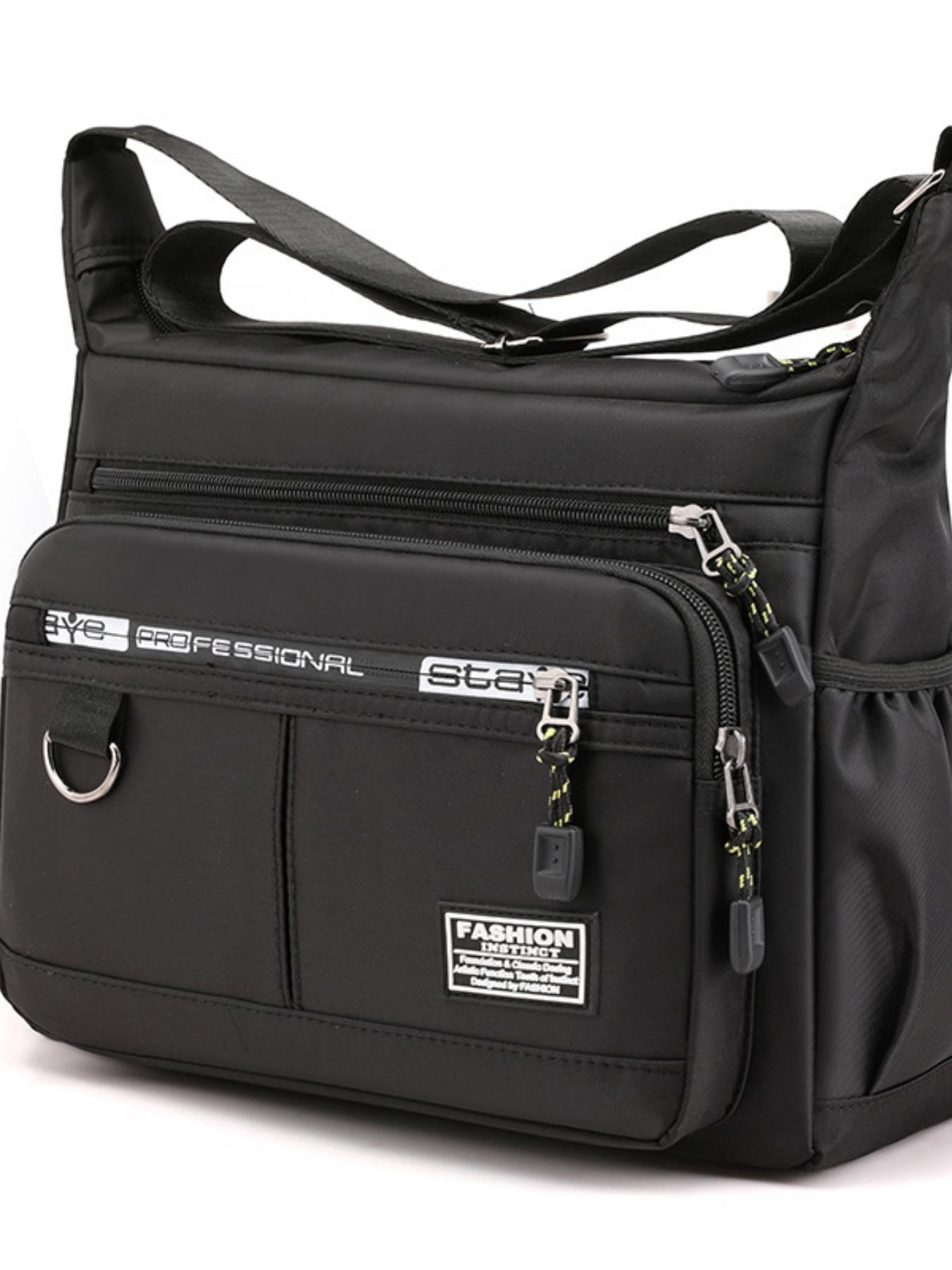 Large Capacity Men's Crossbody Bag, Durable Waterproof Multi-Pocket Business Shoulder Bag, Outdoor Commute Backpack for Men