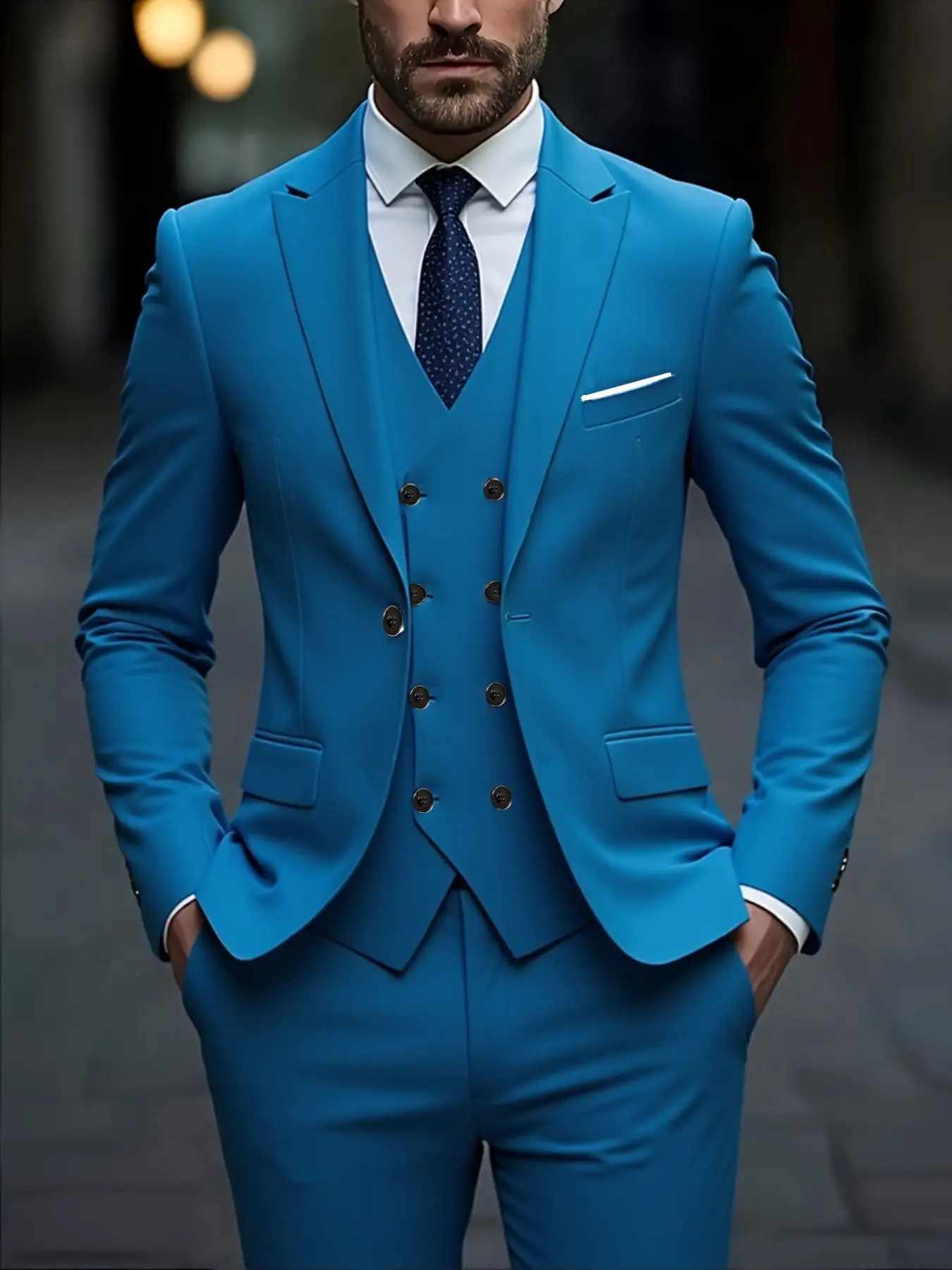 【Biack Friday】Men's Three-Piece Elegant Suit Set, Plain Slim-Fit Blazer, Vest, Wedding Jacket, Groom Wedding Attire, Formal Party Business Wear, Long Sleeve Casual Style