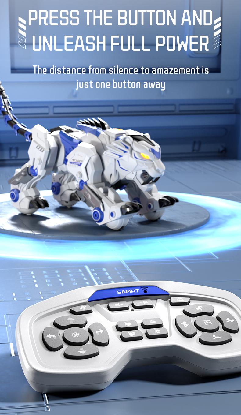 2.4GHz Electric Remote Control Tiger Toy, Smart Mechanical Pet, Dancing Storytelling Mimicry Inversion Programming, Interactive Educational Gift