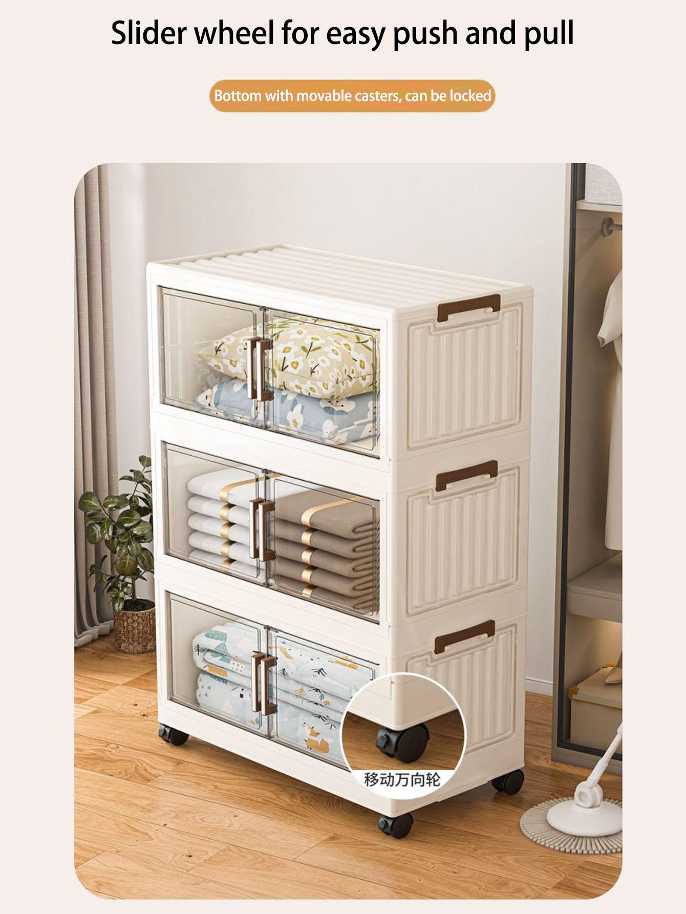 Multifunctional Foldable Storage Cabinet, Modern Mobile Display Unit for Living Room & Bedroom, Baby Toys Clothes Organizer