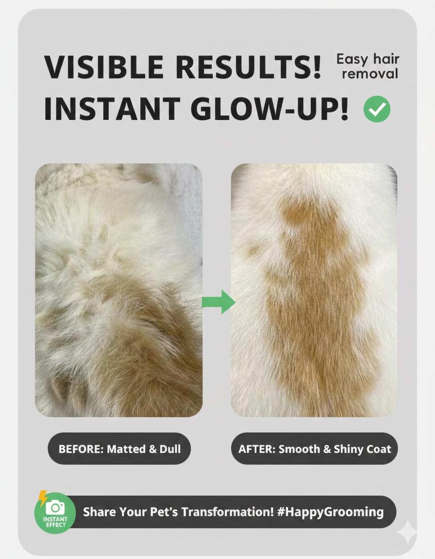 Cat Grooming & Deshedding Tool – One-Click Hair Removal Dematting Comb for Cats Grooming Brush