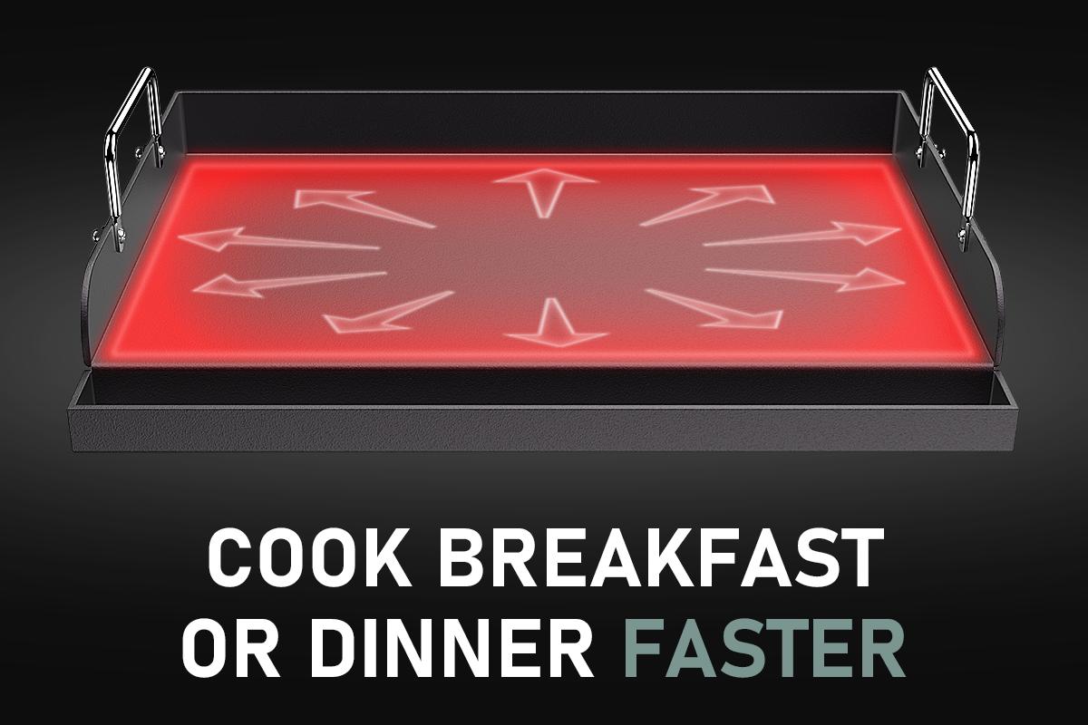 17" x 13" Metal Cast Iron Griddle for Gas Grill, Large Griddle Insert for Outdoor Gas Grill, Heavier Flat Top Griddle Cooking Skillet Plate Teppanyaki for Electric/Gas Grill/Camping Tailgating