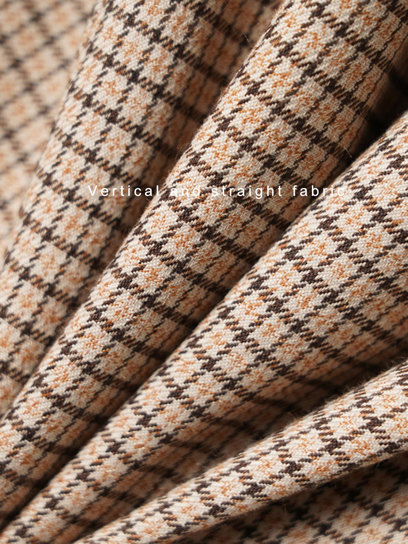 Women's Plaid Lapel Blazer Jacket, Spring & Fall Fashion Long Sleeve Office Wear, Casual Elegant Outerwear for Women, Business Attire Clothes