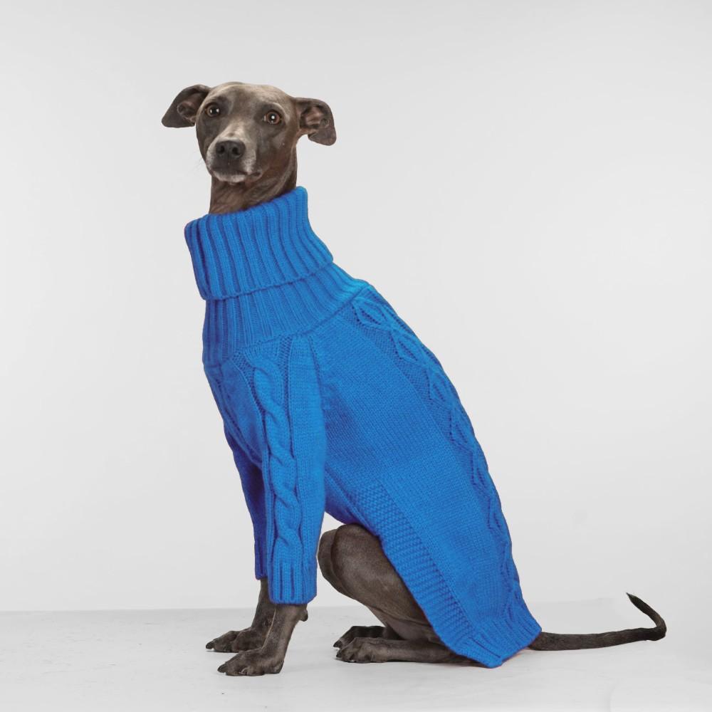 Blue Comfortable High-Neck Dog Sweater Autumn Winter Style Belly Protection Two-Leg Sweater - High-Neck Long Sleeve Knit Pullover, Suitable for Small Medium Large Dogs Whippet Greyhound Beagle Two-Leg Clothing, Spring Autumn Winter Dog Clothes
