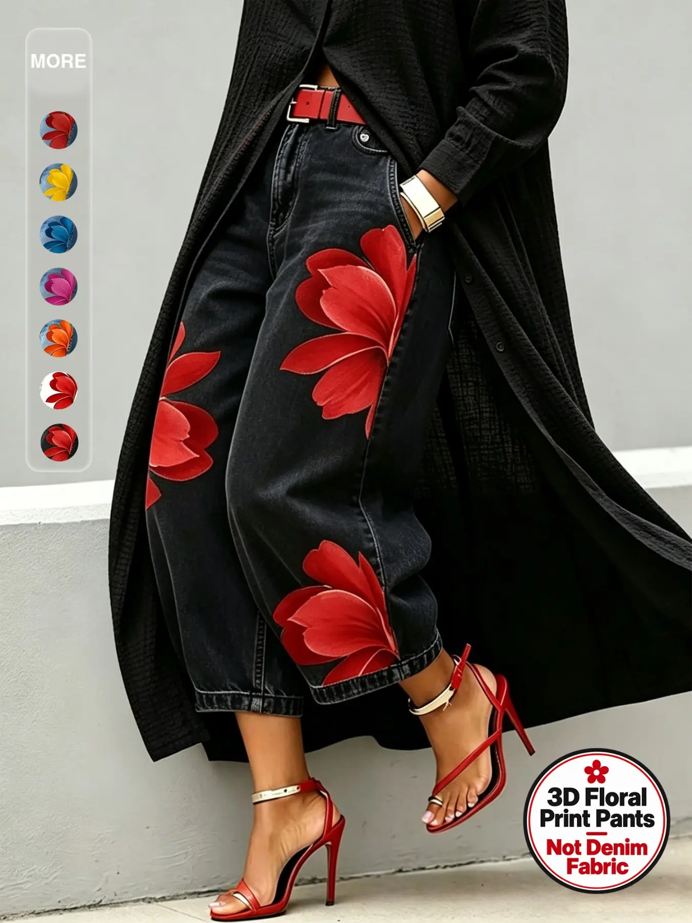 3D Floral Print Pants for Women, Loose-Fit Casual Shorts, Graphic Design, All Seasons, Trendy Streetwear, Comfortable Daily Wear