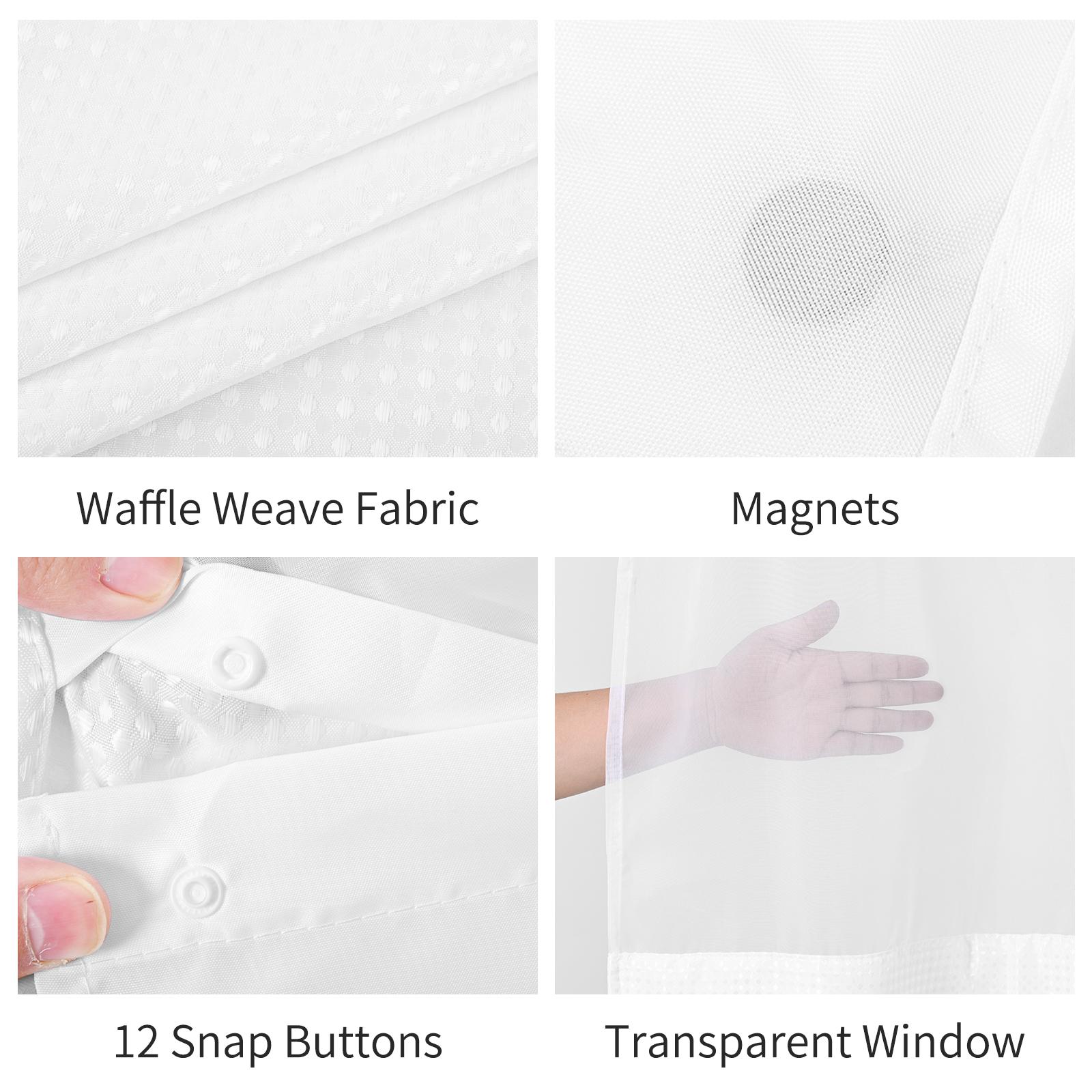 FANI Sage Green Waffle No Hook Shower Curtain with Snap in Liner Waterproof & Washable 72"W x 74"H,72''W x 84''H See Through Top Window Replacement for Bathroom