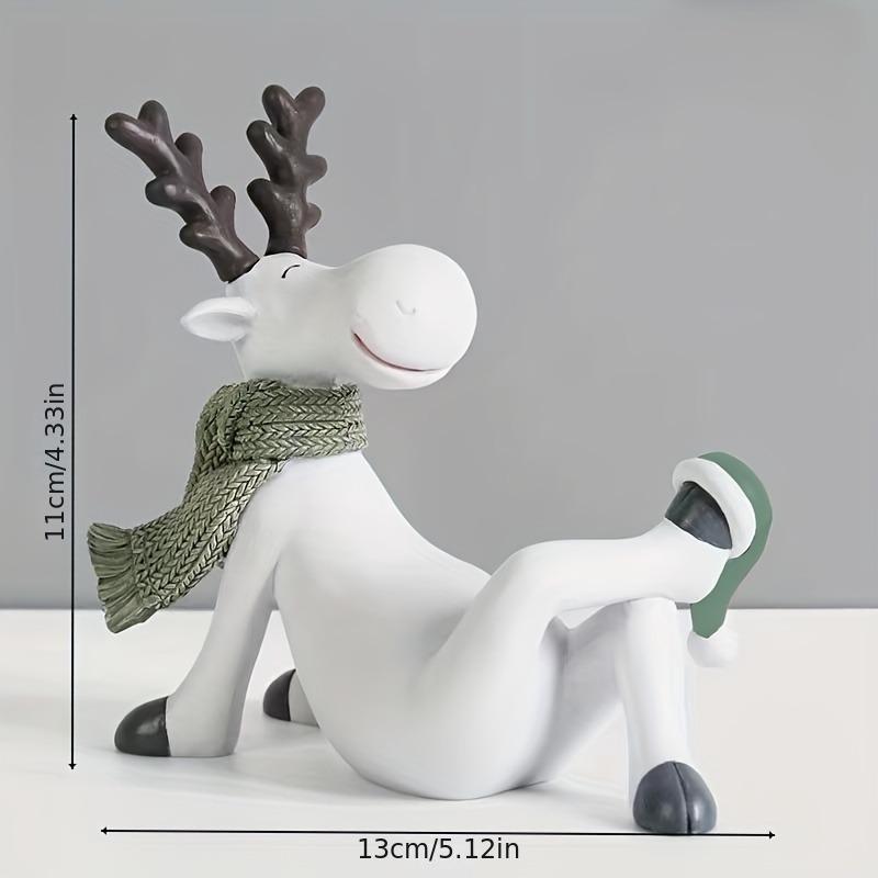 Creative Christmas Reindeer Sculpture Decor, Home Office Deer Statue, Artificial Animal Craft, Festive Holiday Decoration, Resin Ornament