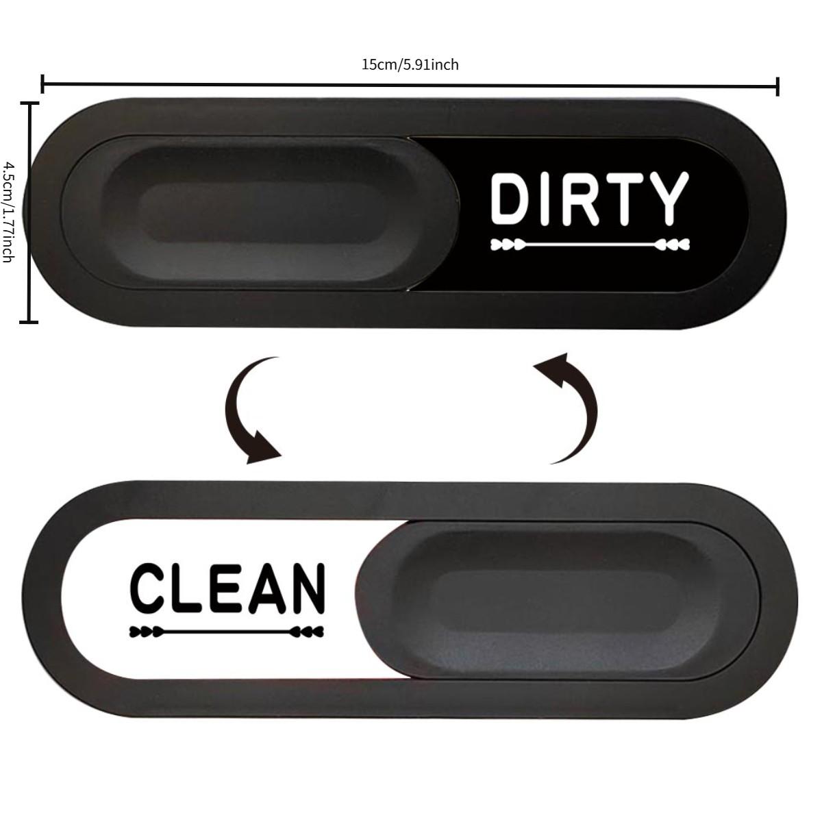 Innovative Slide Clean/dirty Sign, Magnetic Cover, Frosted Frame, Adhesive Backing, Dishwasher Safe, Kitchen Utensil Organizer