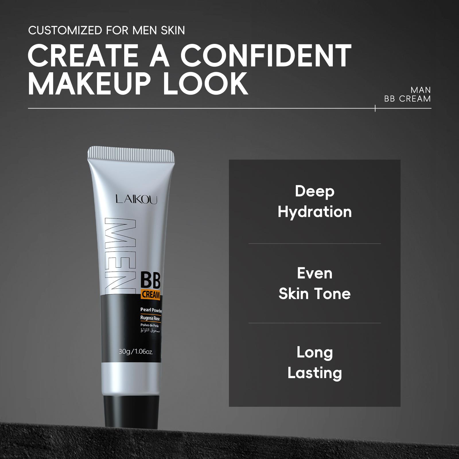 Men's Lightweight Natural Bb Cream 30g, Moisturizing Concealer, Invisible Pores, Breathable, Long-Lasting, Non-Greasy, Essential for Daily Use，Ultra-light texture feels weightless, leaving a natural, Matte Makeup Finish that never looks artificial.