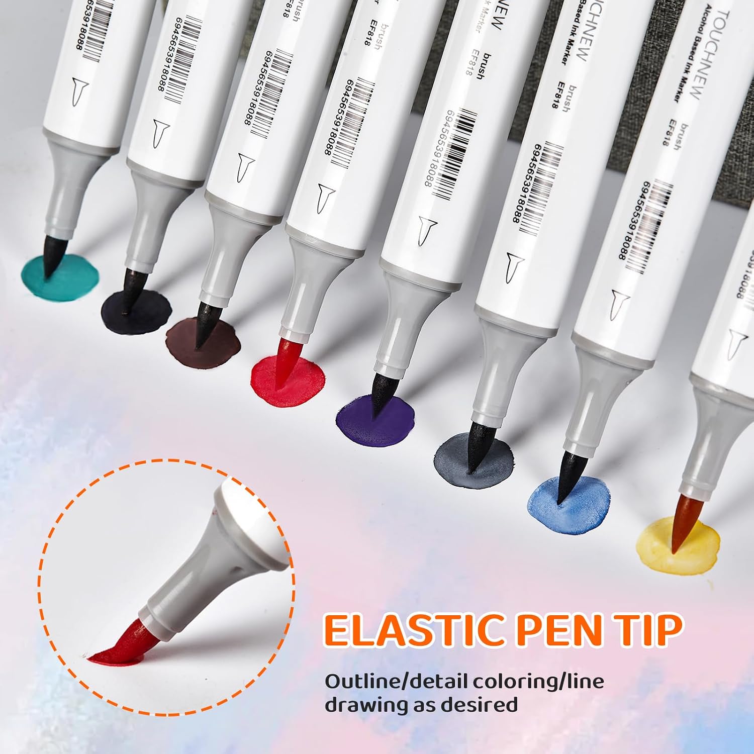 10-Count Pure Series Soft Tip Solid Ink Markers Set, Blue Art Markers for Adults Drawing and Sketching