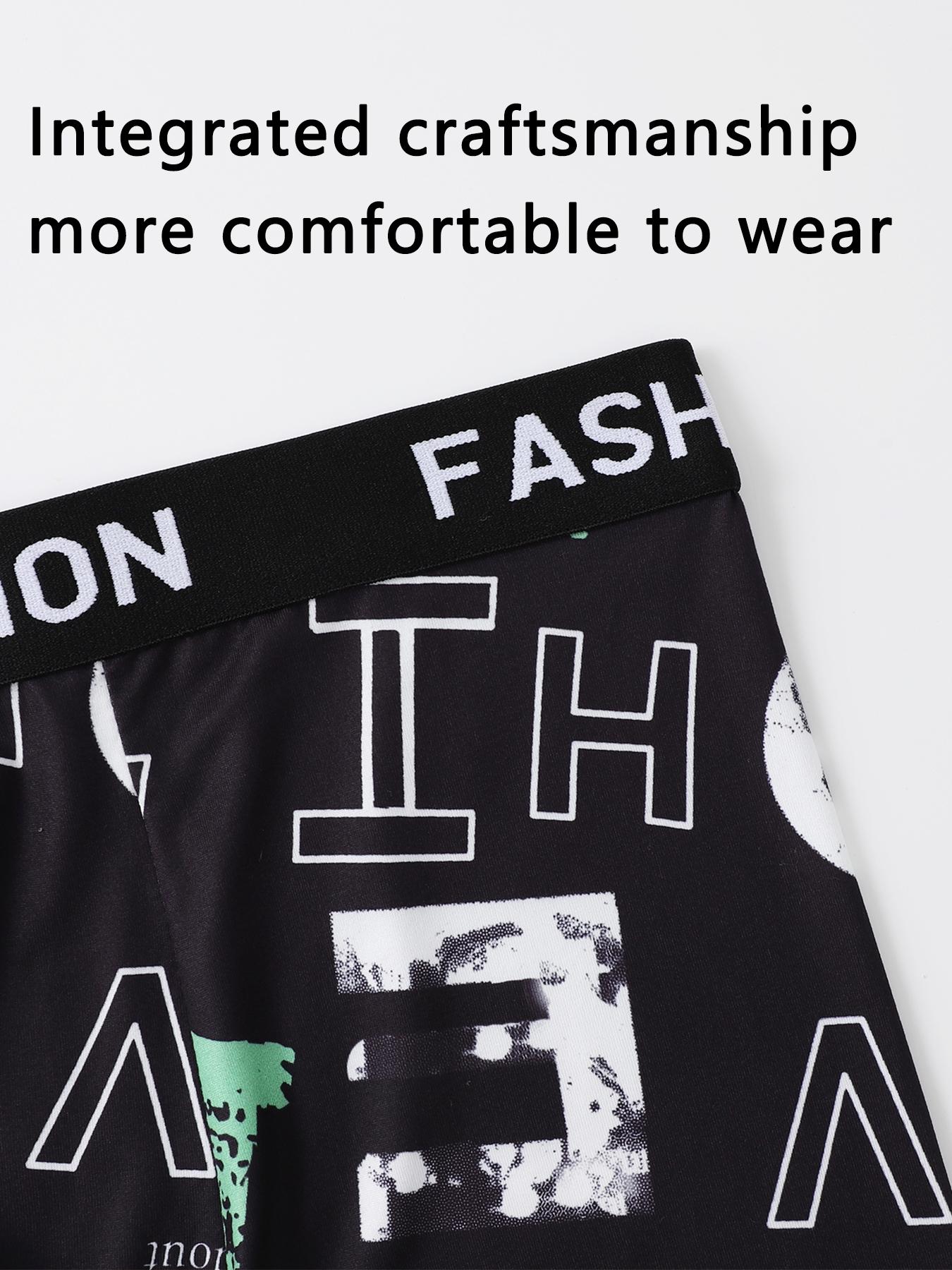 Trendy Letter Print Men's Boxer Briefs 3pcs, Comfortable Elastic Waistband, Multi-Color Options