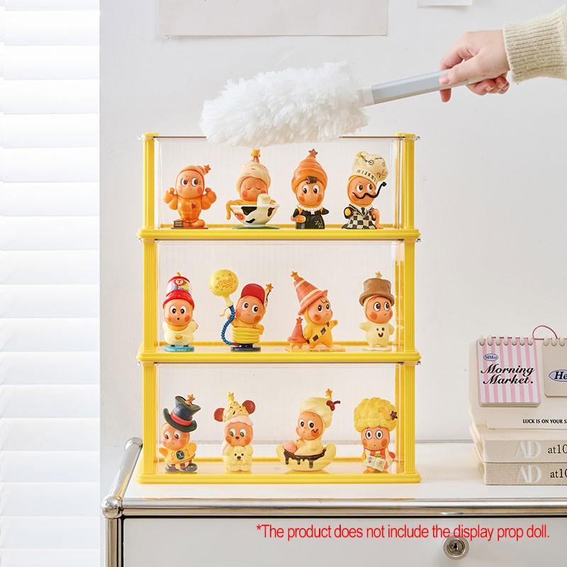 Desktop Storage Box Display Case, Roman Column Style, Stackable, Transparent, Dustproof Moisture-Proof, Doll Figure Collection Showcase, Clear Stackable