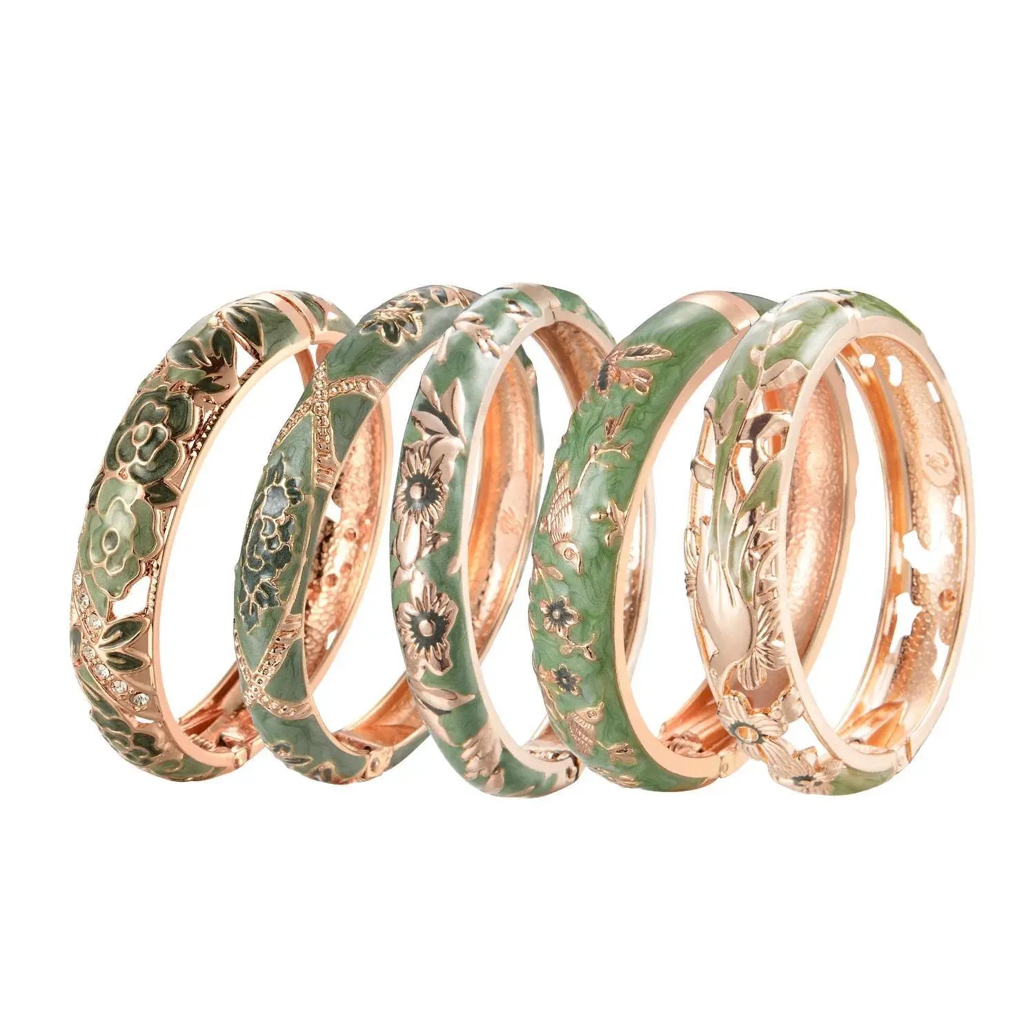 Women's Cloisonne Enamel Finish Bracelet - Floral Motif Alloy Bangle, Viking-Inspired Fashion Accessory for Hawaiian, Indian, African Style Jewelry