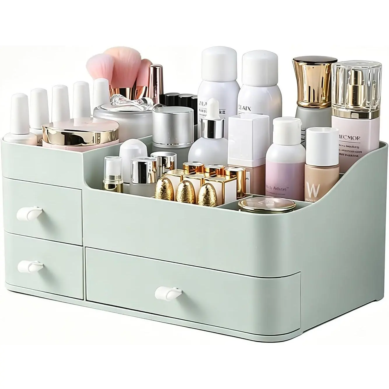 Plastic 3-Drawer Makeup Organizer - Smooth, Sturdy Beauty Products Storage Case for Dresser Top, Desk, Bathroom Counter (Ideal for Makeup, Skincare, Perfume)