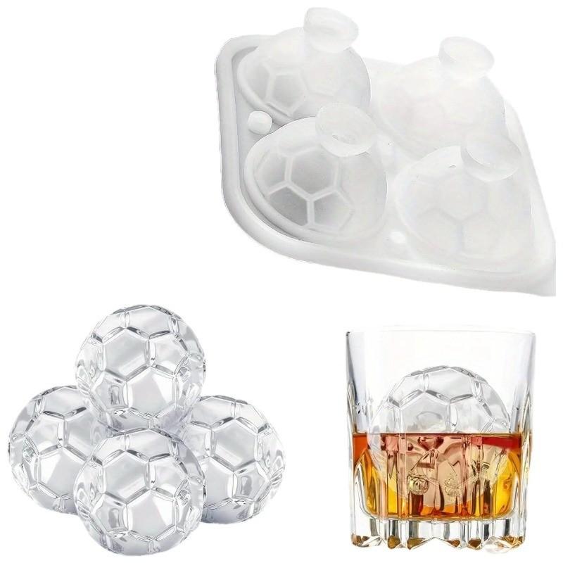 New Fun Football Shape Ice Cube Mold, Summer Ice Tray, Cocktail Ice Cubes, Whiskey Party Drink Large Ball Ice Mold, Perfect Gift for Soccer Fans