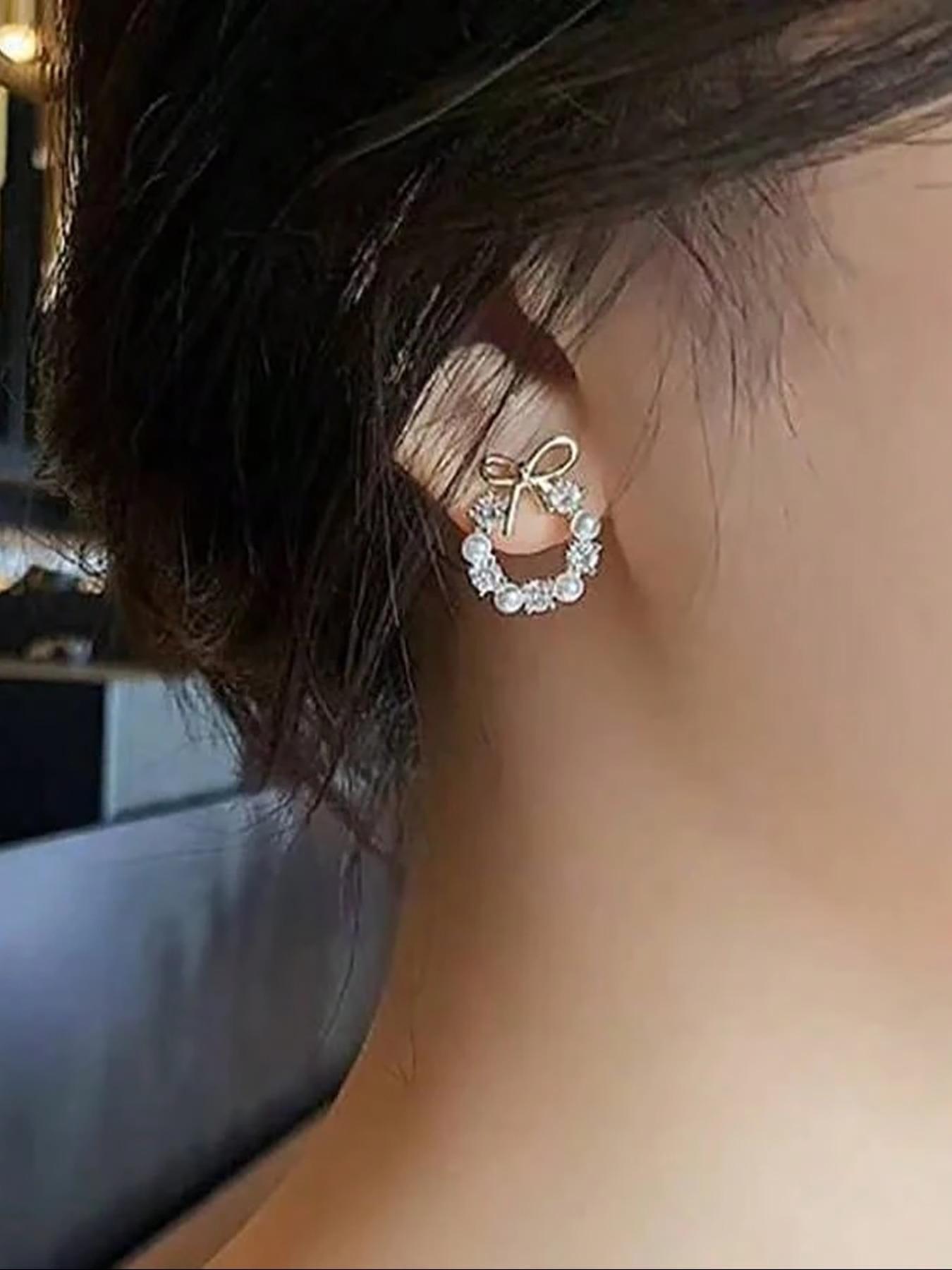 Elegant Pearl Butterfly Knot Hoop Earrings, Daily Wear Jewelry for Women, Stylish Ear Rings for Everyday Use, Perfect Gift Idea