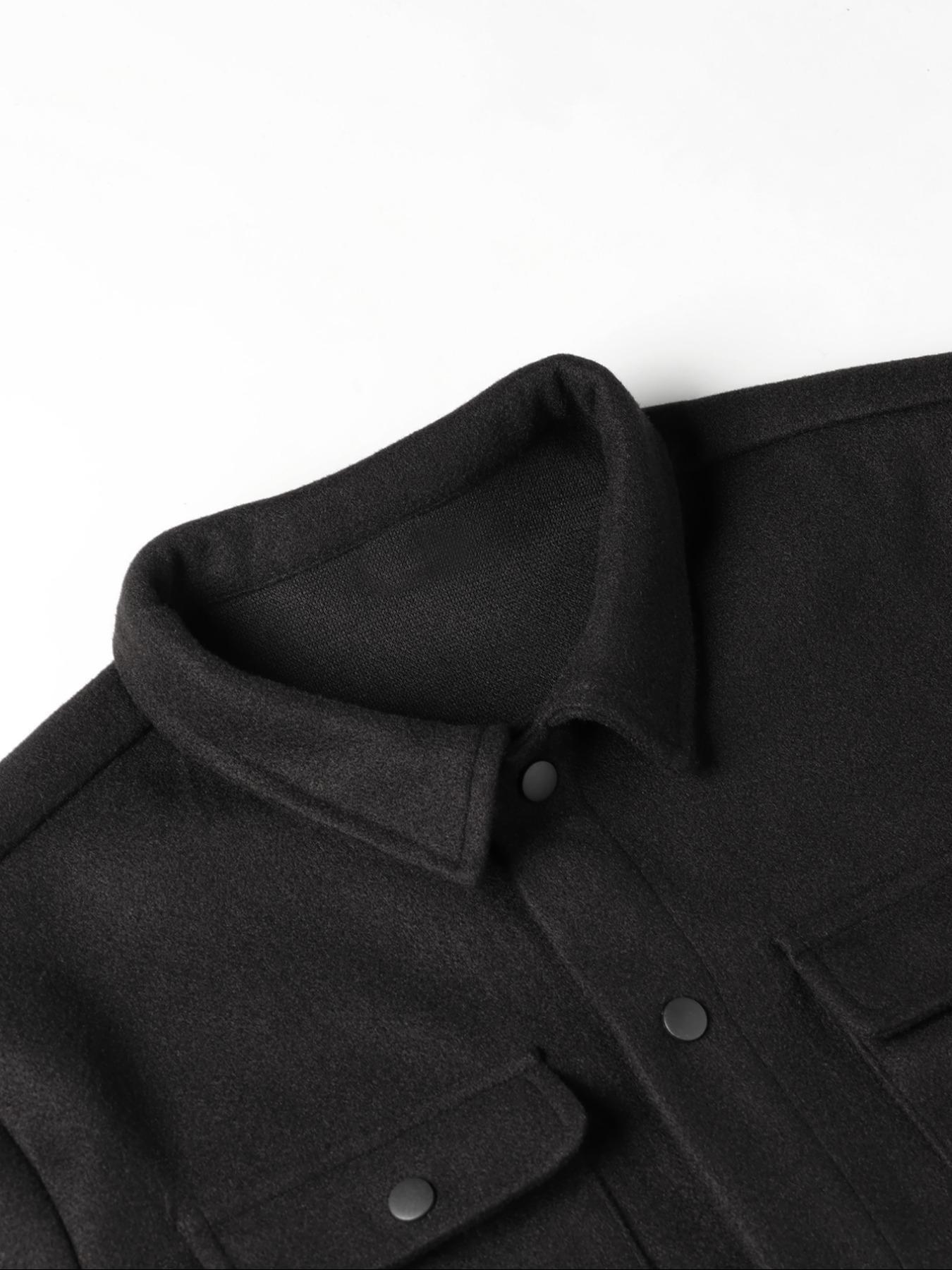 Men's Button Front Pocket Classic Fitted Jacket, Casual Collared Long Sleeve Outerwear Coats for Fall & Winter, Men's Going Out Outfit for Daily Wear