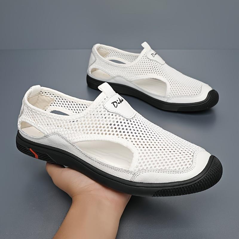 Men's new summer fashion sandals, mesh breathable casual sports shoes, trendy versatile non-slip wear-resistant comfortable trendy shoes, outdoor simple hiking shoes