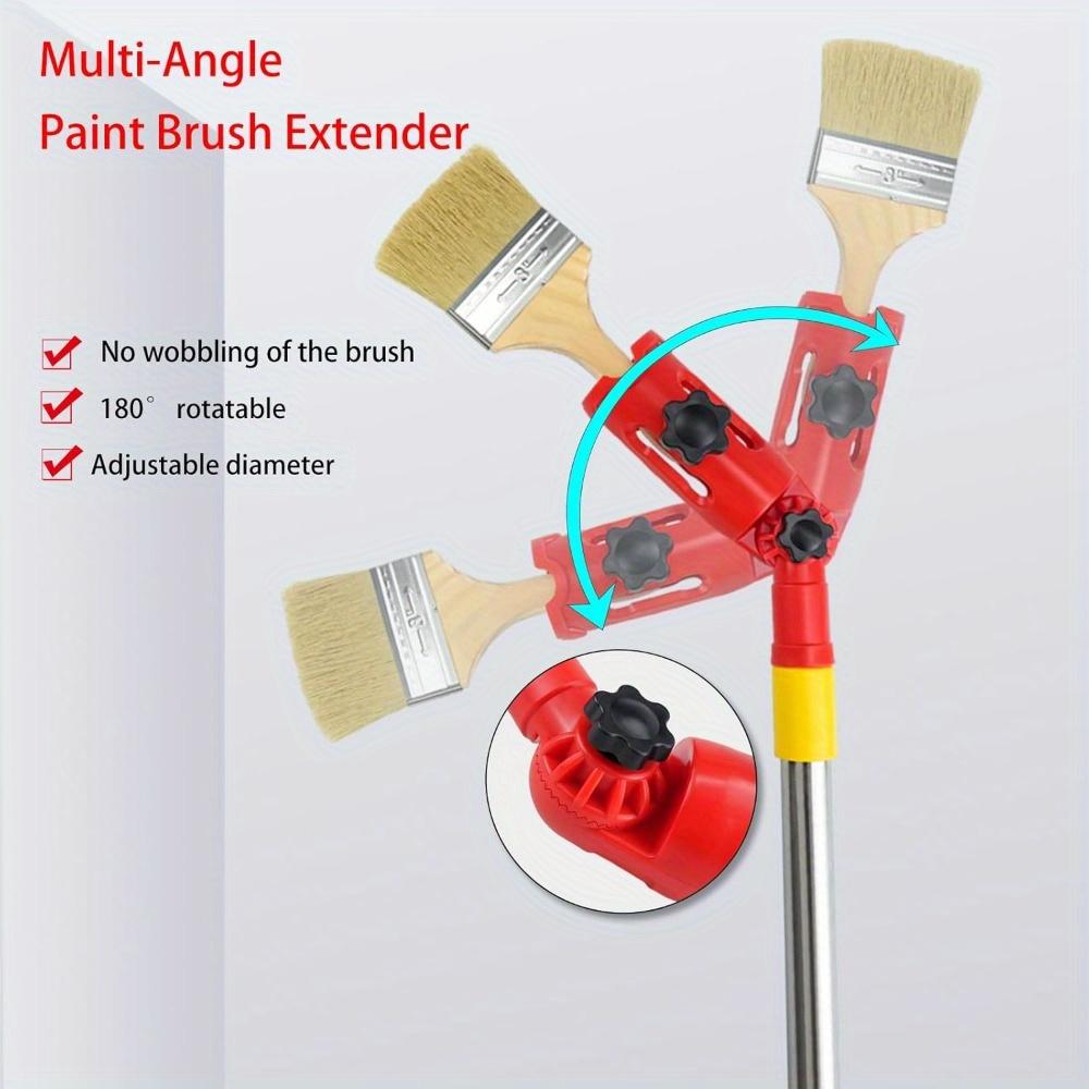 1 Set Multi-Angle Paint Brush Extender with Rotating Head Extension Rod - Handheld Painting Tool for High Ceilings, Windows, Walls, Corners & Edges - Adjustable Rotating Head for Precise Angle Control