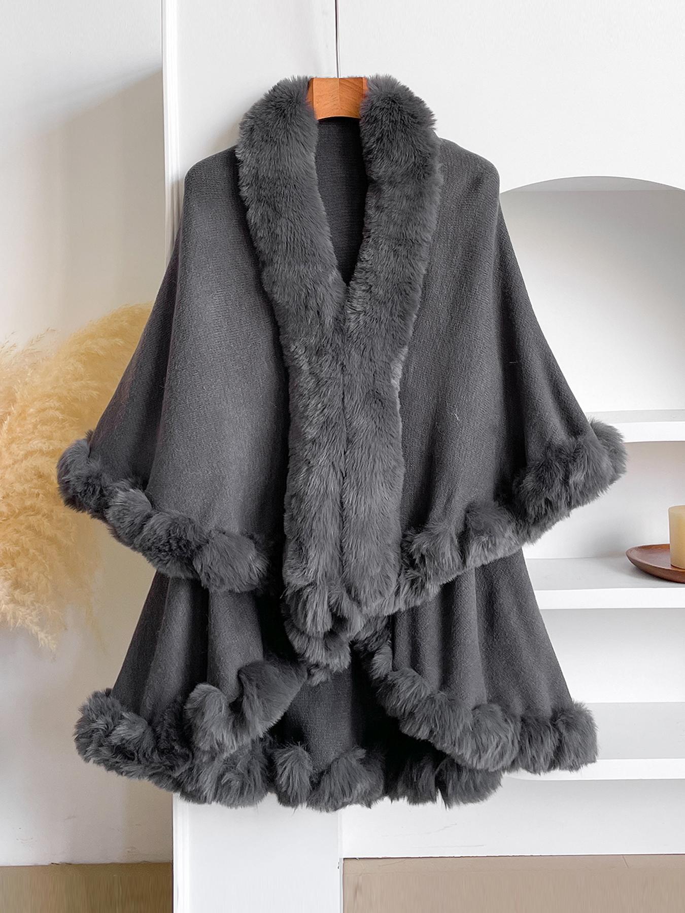 Women's Elegant Fashion Solid Color Thick Shawl, Fluffy Soft Scarf, Warm Fall & Winter Accessory, Fitted Style, Plain Pattern, Perfect for Cold Weather