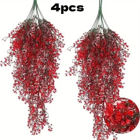 Christmas Decorations Vine Plant Fake, 4/8 Pcs Ferns Artificial Plants, Large Faux Hanging Plant, Wall Plants, Fake Ivy, Room Decor, Home Garden, Faux Greenery Vines