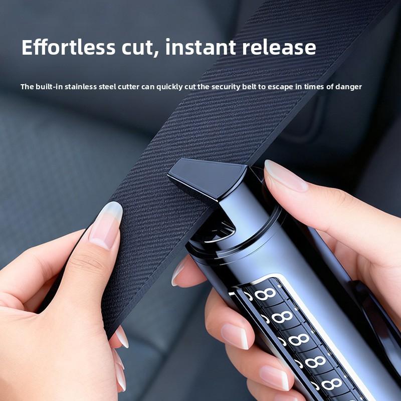 Multifunctional Car Window Breaker Parking Number Plate Ornament Temporary Car Phone Safety Hammer