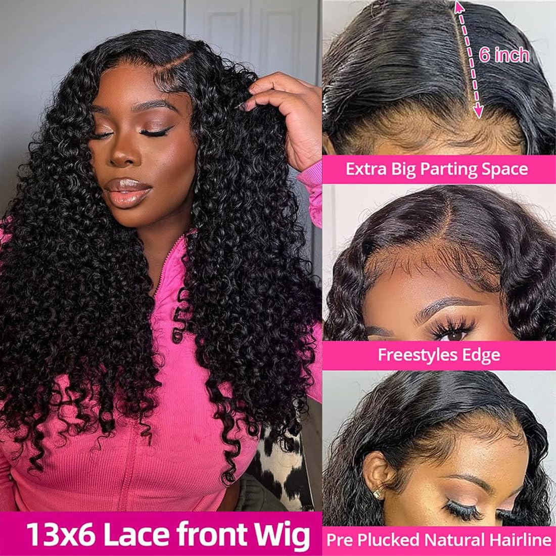 Lalula Burmese Curly 13x6 HD Lace Frontal Wigs Kinky Curly Pre Plucked 200 Density Human Hair for Women Lace Frontal Wigs Human Hair with Baby Hair