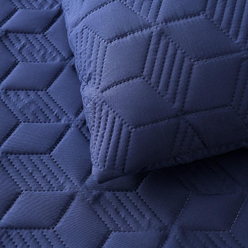 Waterproof Quilted Fitted Sheet Set - 3 Pieces (1 Mattress Cover + 2 Pillowcases), Deep Pocket, Navy Blue