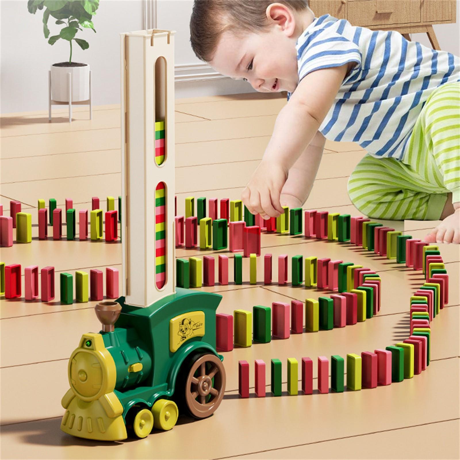 Creative Domino Train Set, Automatic Card Track, Ideal for Kids Aged 3+, Enhances Hand-Eye Coordination, Indoor & Outdoor Play, Birthday Gift!Requires 2 AA batteries (not included)