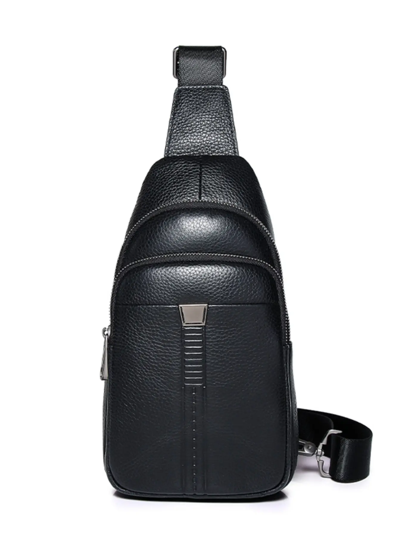 Men's First Layer Leather Chest Bag, Genuine Leather Crossbody Shoulder Bag, Fashionable High-End Commute Shopping Travel Men's Chest Bag