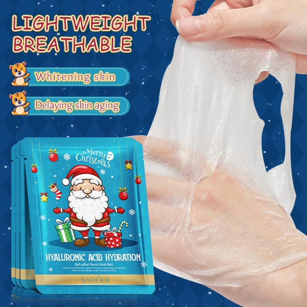 10 Pack Christmas Face Mask 25g Hyaluronic Acid Moisturizing Nourishing Skin Care Daily Skincare Products