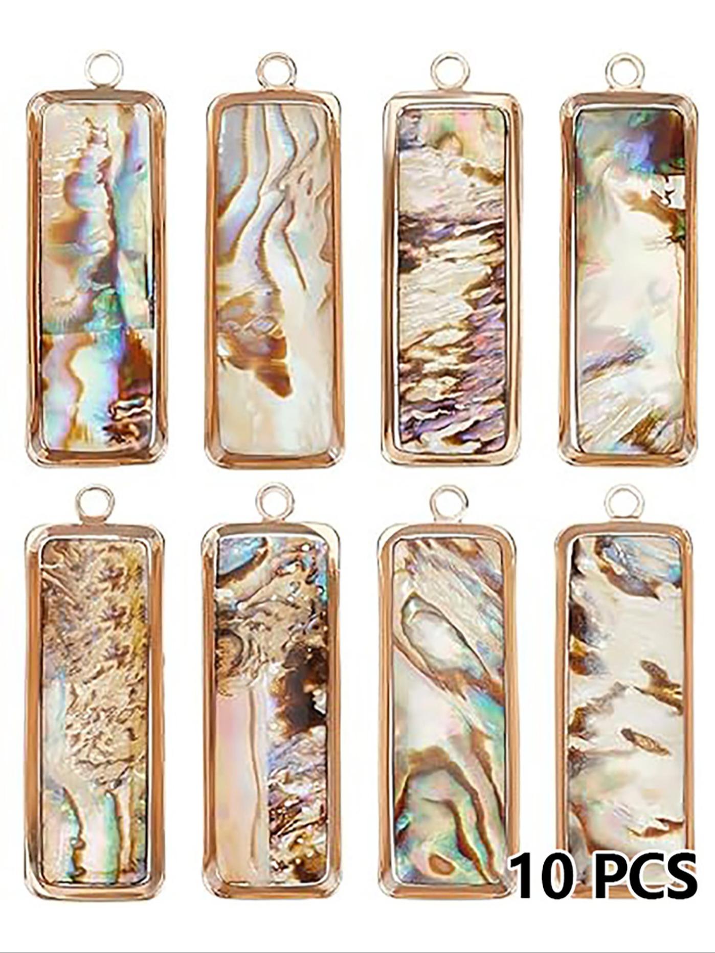 10 Pieces Abalone Shell Jewelry Making Supplies, Natural Seafood Shell Pendant, Handmade Craft Material, Ideal for DIY Projects