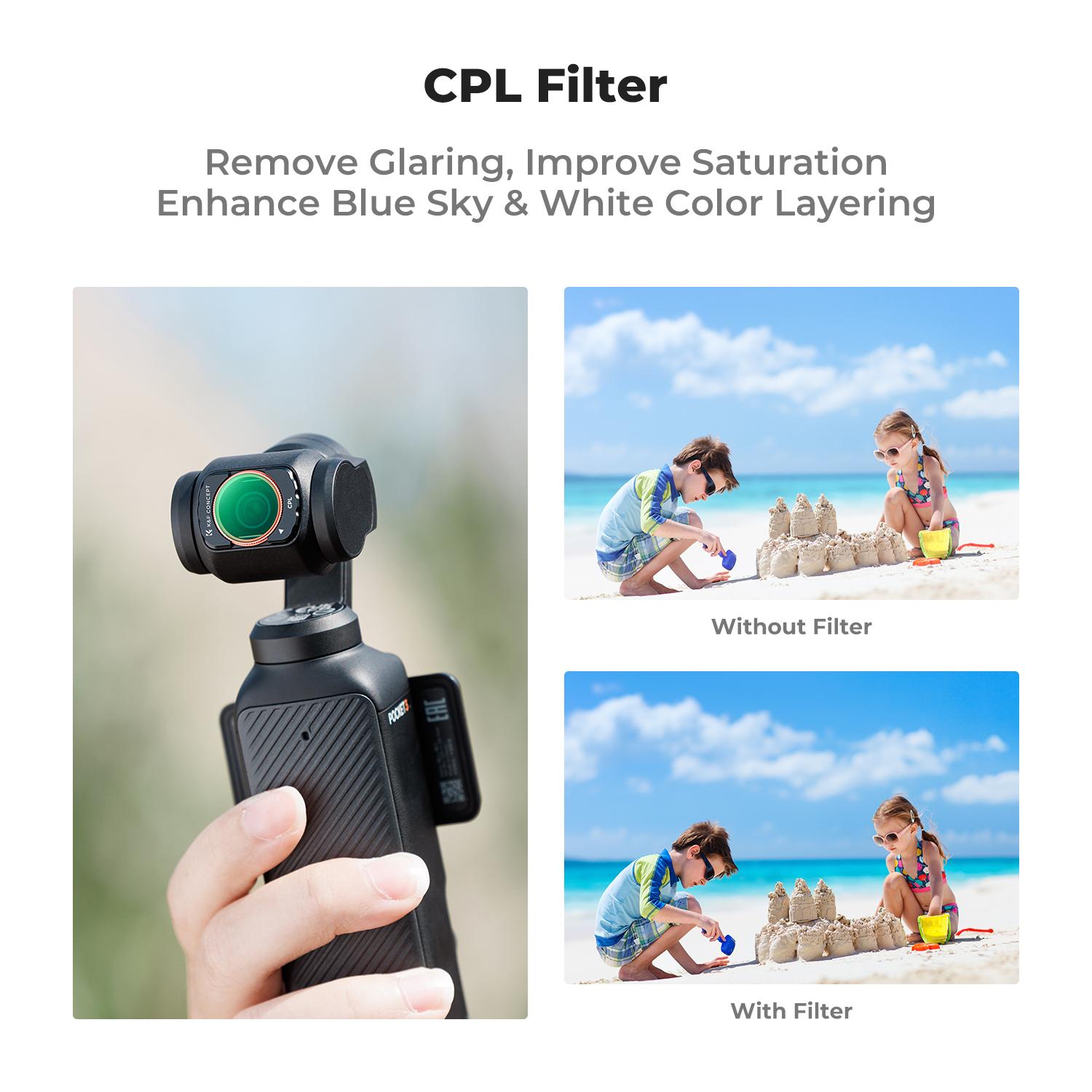 【K&F CONCEPT】Magnetic Effect & ND & CPL Filter Set Compatible with DJI Osmo Pocket 3, 3 Pack CPL Black Diffusion 1/4 ND2-32 Filters Accessories, HD Optical Glass/Multi-Coated