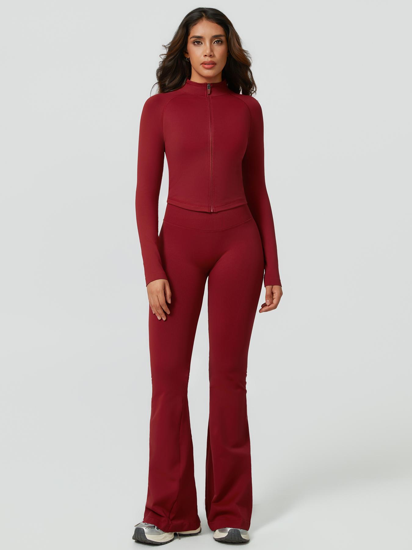 Women's 2-Piece Sportswear Set, Long Sleeve Slim Fit Top & High Waist Tight-Fitting Pants, Yoga Gym Running Comfortable Breathable, Sweatsuit Set, Athleisure Wear Set