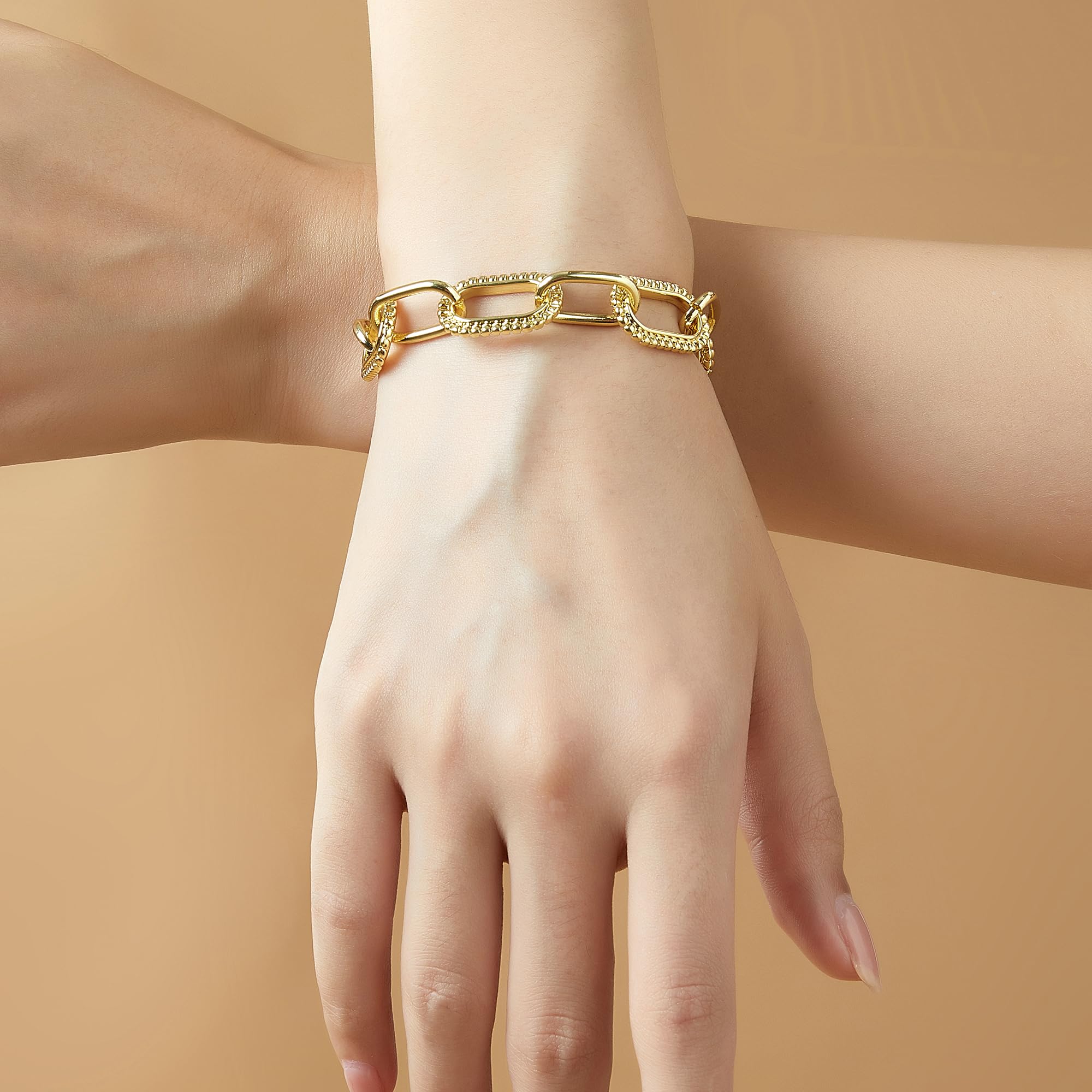 Aprilery 3 PCS Trendy Twisted Cable Cuff Bracelet Stack for Women | Adjustable Elastic Wire Cuff & Bangle Set Jewelry Gift