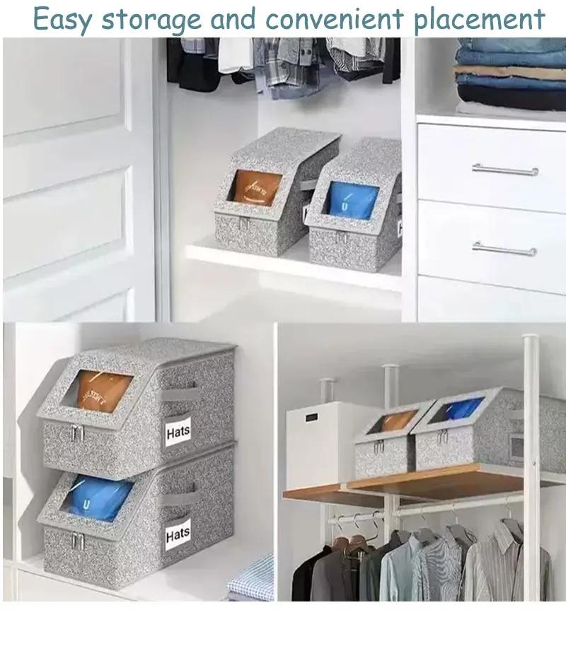 Hat Storage Box Foldable Zipper Baseball Cap Storage Box Wardrobe Storage Boxes Storage Non-woven Dustproof Storage Box