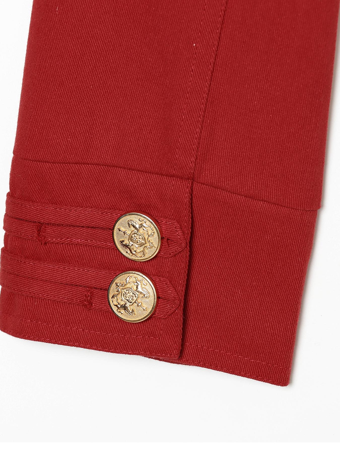 Women's Stylish Jacket Fitted Women's Cropped Slim-Fitting Red Jacket Casual Double Breasted Button Long Sleeve Tops Female Fashion Coat Streetwear Women's Demi-Season Jacket Outerwear