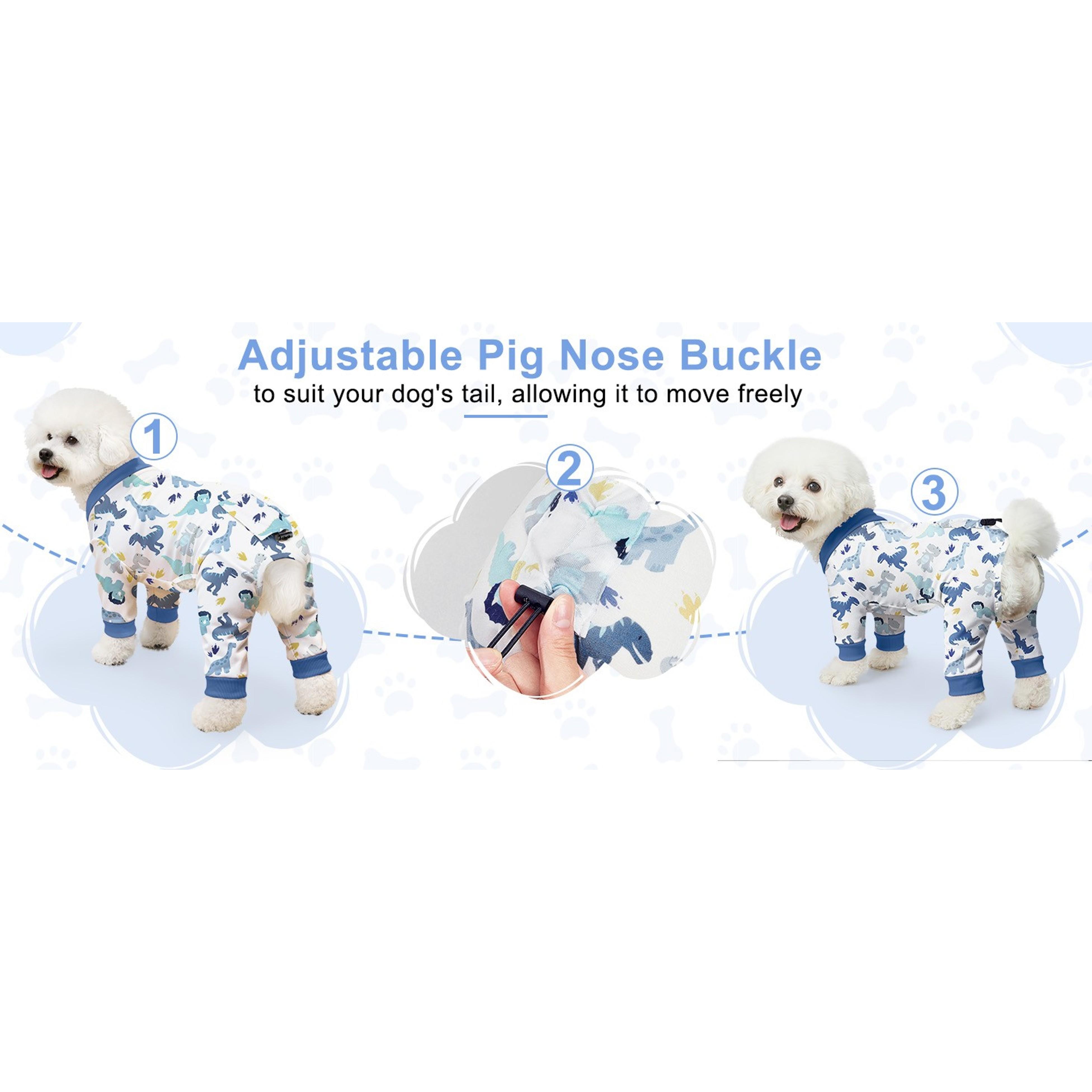 Dog Pajamas, 4 Pack Dog Recovery Suit Shedding Suit Cute Soft Puppy Clothes Dogs Pjs Onesies Jammies Adjustable Breathable & Stretchy Clothes for Small Medium Large Dogs Girl Boy Puppy-M