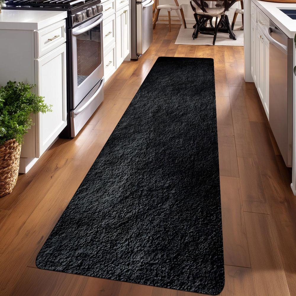 1PC， Black Rough Texture Patterned strip rugs, home décor, bathroom mats, entryway mats, bathroom non-slip mats, indoor entrance rugs, bedroom bedside mats, kitchen mats, hallway rugs, flannel sponge rugs, hallway runner rugs